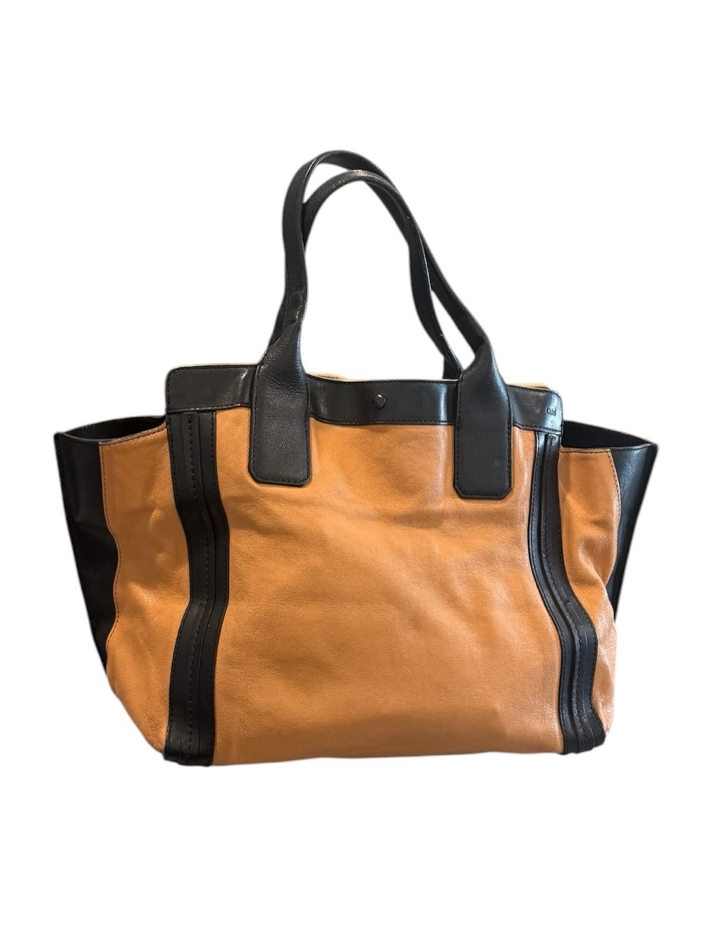Chloé Alison Bicolor Leather Tote Bag Tan & Black - Authentic, 2012-2014